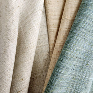 An arrangement of three light earth tone colors of There For You to represent PFAS-Free fabrics from Carole Fabrics.