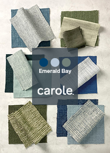 Carole Fabrics Fall 2024 Collection: Warm Embrace sample book of solid fabrics in greens and blues